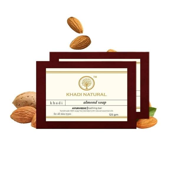 Khadi Natural Almond Soap, 125g Each (Pack of 2)