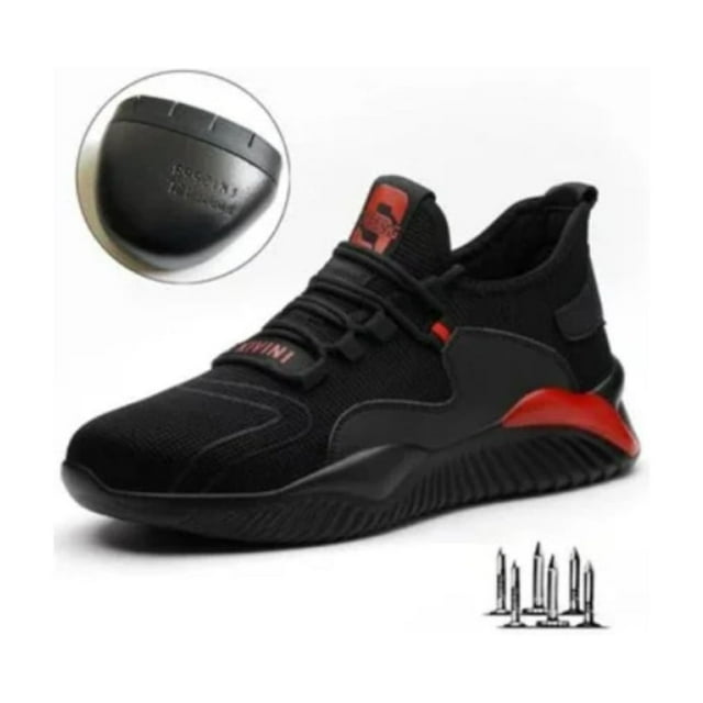 Zapatos de seguridad a prueba de golpes negros y rojos para hombre talla 38