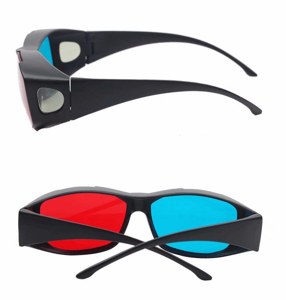Cyan Anaglyph Simple Style 3d Glasses 3d Movie Game-extra Upgrade Style 2Pcs With Different Style Red-blue