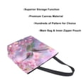 thumbnail image 3 of Open Top Canvas Tote Bag with Zipper Reusable Shopping Bag 13.5x15" Roomy Carryall Beautiful Pink Hummingbird, 3 of 9