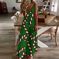 thumbnail image 4 of Robe Sans Manches Motif Canne de Bonbon Vert Foncé Robe d'Été pour Femmes 2024 Robes de Soirée de Luxe 2024, 4 of 5