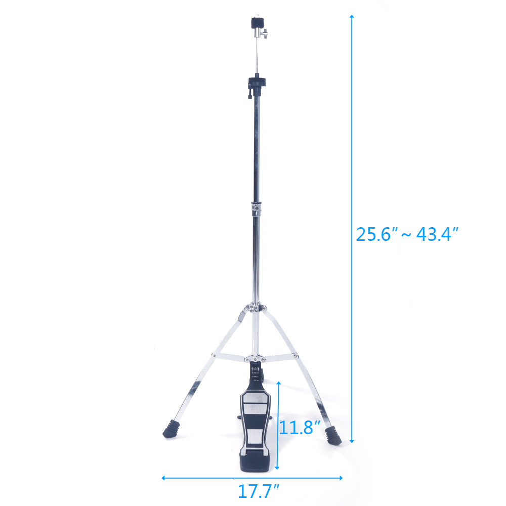 Tcbosik 25.6"-43.4" Height Adjustable Cymbal Stand Hi-Hat Stand with Pedal for Drum Kit, Silver & Black