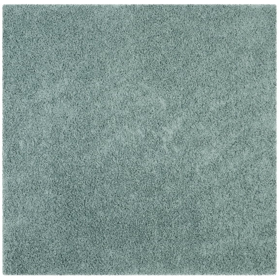 SAFAVIEH Athens Solid Plush Shag Area Rug, Seafoam, 6'7" x 6'7" Square