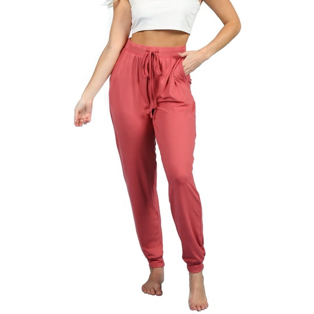 Doublju Women's Elastic Waist Fashion Jogger Pants (Plus Size Available ...