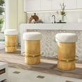 thumbnail image 2 of Jennifer Taylor Home Nebula 26" Backless Round Upholstered Counter Stool with Burl Wood, Ivory White Bouclé, 2 of 8