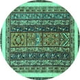 thumbnail image 1 of Ahgly Company Indoor Round Abstract Turquoise Blue Modern Area Rugs, 3' Round, 1 of 4