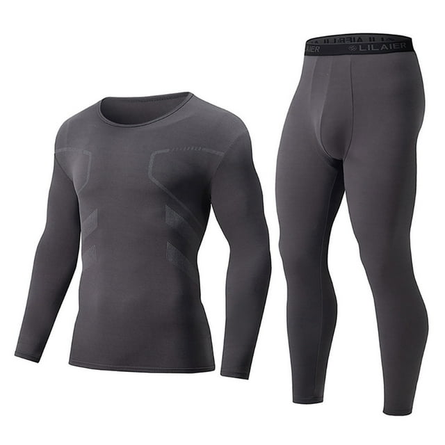 Mens Long Johns Thermal Set, Mens Solid Color Warm Thermal Underwear Set