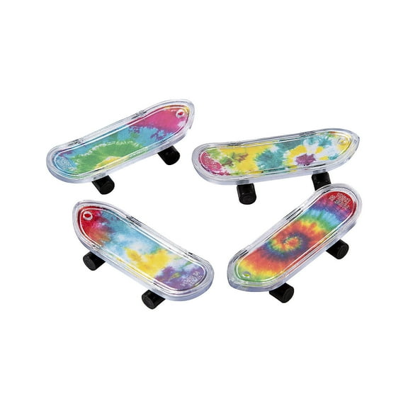 Fun Express Mini Tie-Dyed Skateboards Novelty Toys, 36 Pieces