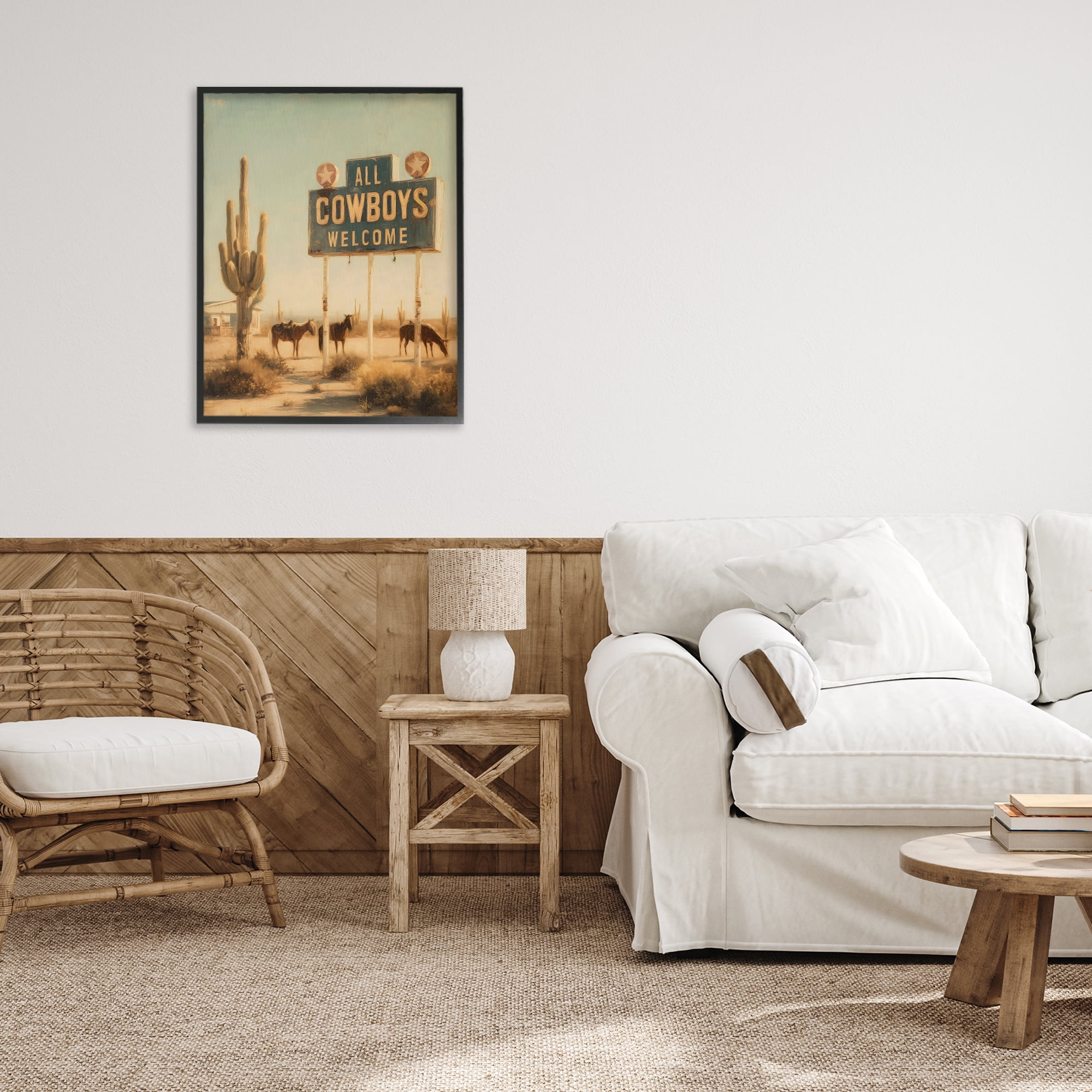 Stupell Industries All Cowboys Welcome Desert Black Framed Giclee Art, design by Arlington Prints