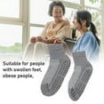 thumbnail image 4 of Wide Socks Grips Breathable Non Slip Loose Fit Socks Obese Middle Aged Elderly Dark Grey, 4 of 7