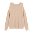 thumbnail image 2 of Harpily Womens Long Sleeve Shirts Waffle Knit Cuffed Round Neck Cold Shoulder Cut‑Out Design Shirts for Women Going Outdoor Walk Outfits, 2 of 4