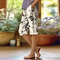 thumbnail image 5 of Bermuda Shorts for Women Knee Length Cotton Linen Wide Leg Summer Shorts High Waisted Loose Fit Casual Trousers Brown 5XL, 5 of 5