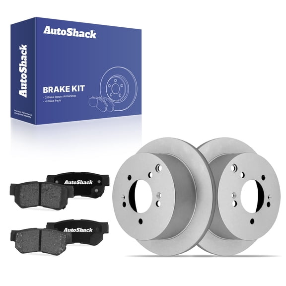 AutoShack Rear Solid Coated Brake Rotors   Ceramic Pads 6-PC Brake Kit Replacement for 2005-2010 Kia Sportage 2005-2009 Hyundai Tucson 2001-2006 Hyundai Santa Fe ArmorStop 11.18" (284 mm)