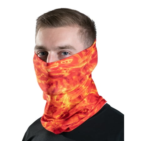Aqua Design Fishing Hunting Masks Neck Gaiters for Men and Youth: UPF 50+ Sun Mask Protection: Camo Half Face Cover Balaclava Bandana: Liquid Lava size L