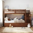 thumbnail image 2 of imerelez Twin-Over-Twin Bunk Bed with Twin Size Trundle and 3 Storage Stairs,Walnut, 2 of 9