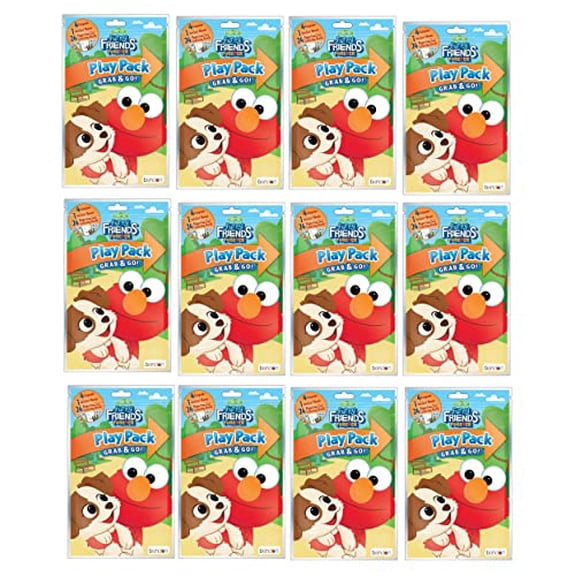 Sesame Street Elmo Grab and Go Play Pack | Party Favors | Decorations | Gifts | Party Fillers | Pack of 12
