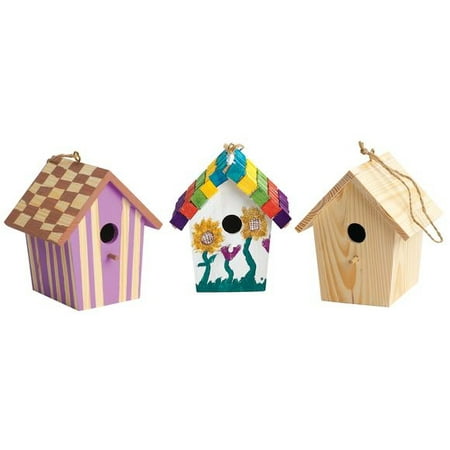 - Colorations Wooden Birdhouses - Set of 6 (Item # BRDHSE)