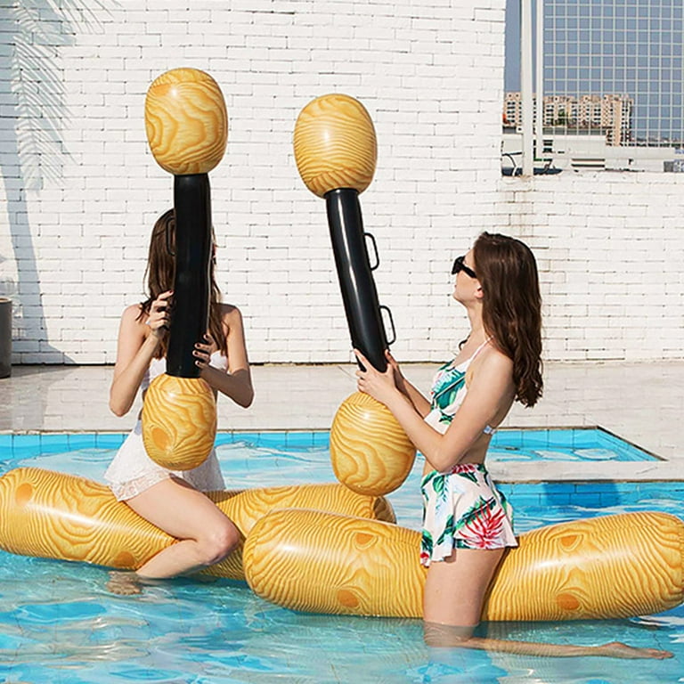 4Pcs Inflatable Pool Battle Log Rafts Games for Adults, Floating