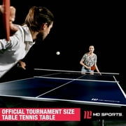 MD Sports Official Size Ping Pong Table Tennis Table, 4 Piece Foldable Design with Net & Accessories, Blue/White