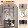 thumbnail image 4 of Coat Rack, Metal Panel Entryway Hall Tree,Shoe Storage, Entryway Bench, Removable Hooks, 4 of 8