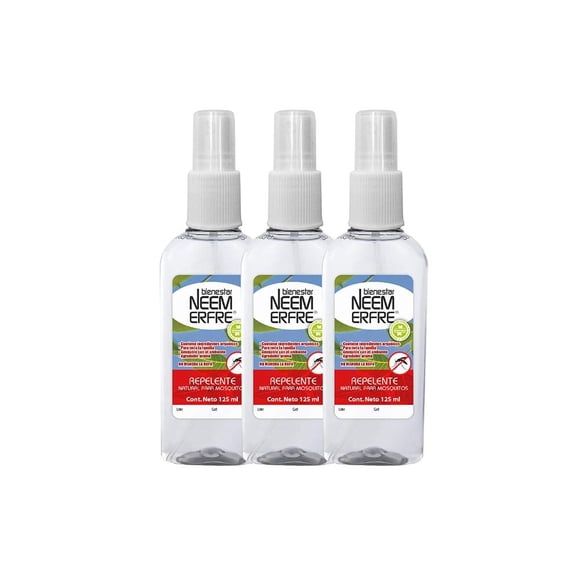 Pack de 3 Repelentes de mosquitos natural de citronela Bienestar Neem erfre 125 ml c/u
