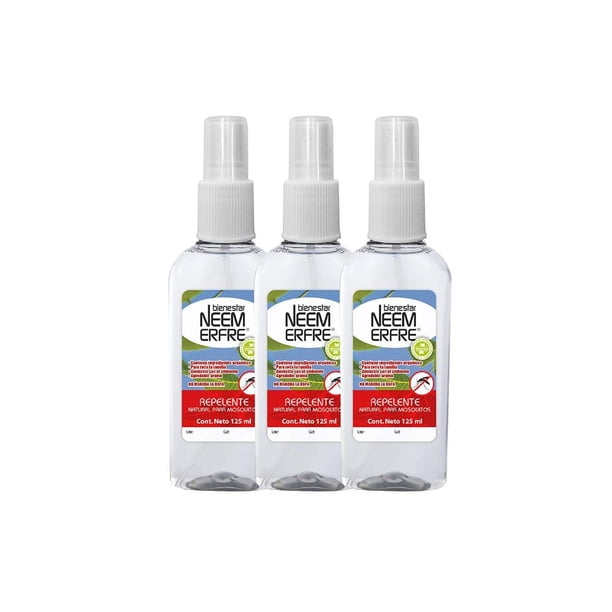 Pack de 3 Repelentes de mosquitos natural de citronela Bienestar Neem erfre 125 ml c/u
