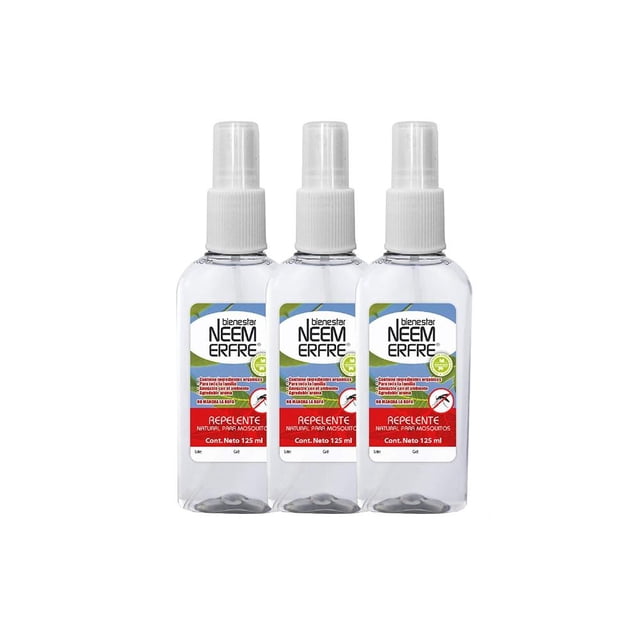 Pack de 3 Repelentes de mosquitos natural de citronela Bienestar Neem erfre 125 ml c/u