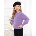 thumbnail image 2 of Oudiya Girls Lantern Sleeve Crew Neck Sweater Cute Pullover Top Jumper Outwear for Kids 5-13 Years, 2 of 6