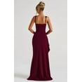thumbnail image 5 of Women Formal Dresses Sleeveless Bodycon Ruched High Slit Maxi Dress Cocktail Prom Wine Red L, 5 of 6
