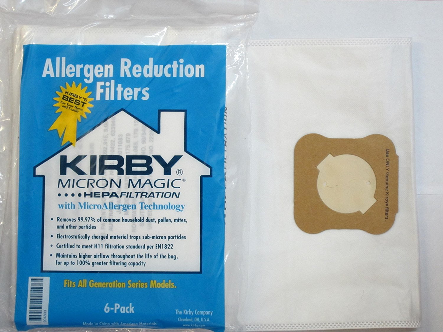 Kirby Vacuum Bags 204811 HEPA White Cloth Allergen Reduction Filter Bags Genuine 