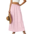 thumbnail image 2 of Fewfanhot Women's Skirts Summer Casual Elegant Tiered Maxi Skirt High Waisted A Line Flowy Long Skirts with Pockets, 2 of 9