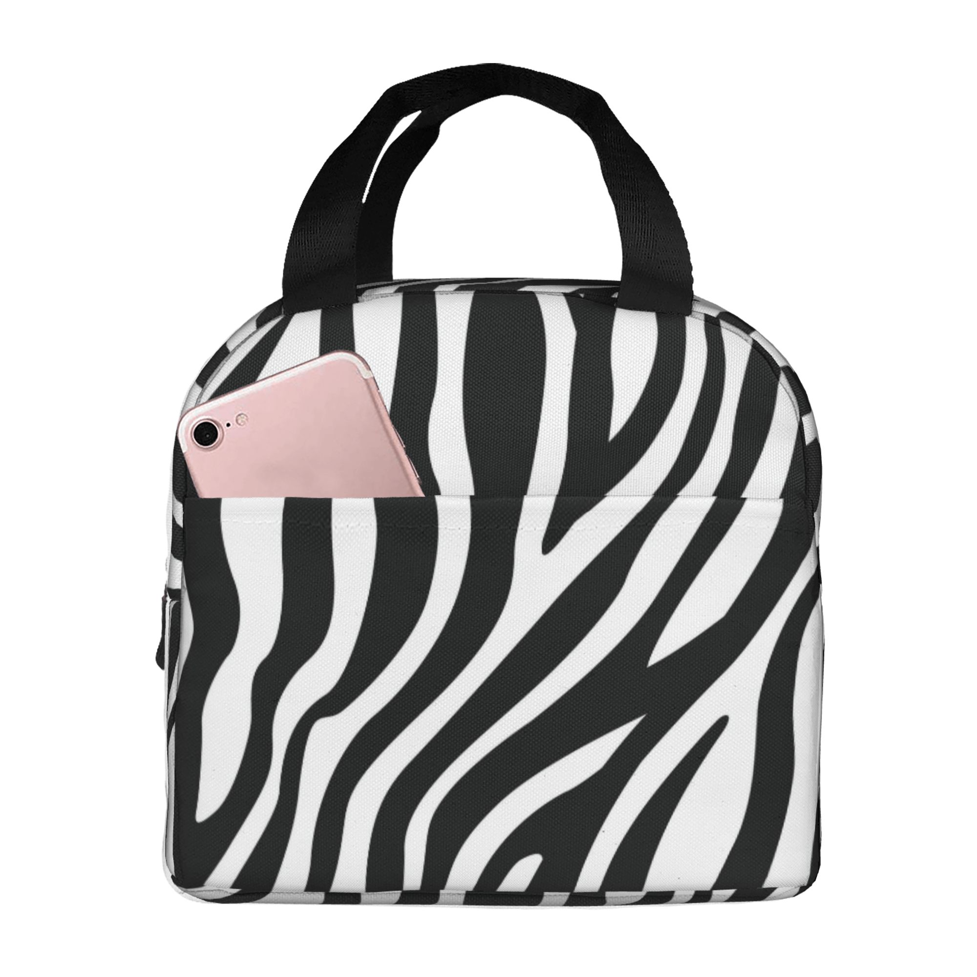 Zebra Stripes Lunch Bag for Men Women Insulated Lunch Box Cute Lunch