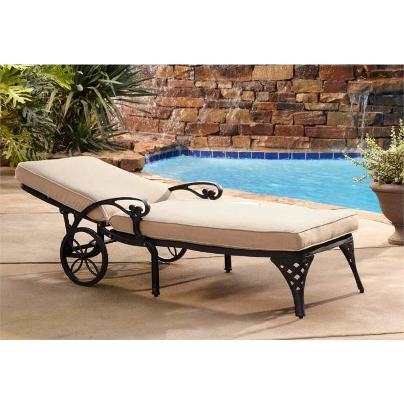 Pemberly Row Traditional Aluminum Chaise Lounge with Cushion - image 4 of 4