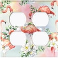 thumbnail image 3 of Metal Light Switch Plate Outlet Cover Tropical Pink Flamingo Flowers Rainbow FGO003, 3 of 13
