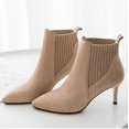 thumbnail image 3 of QISIWOLE Women's Mesh Ankle Bare Boots Pointed Stiletto Heel Casual Short Tube Booties,clearance under $10, 3 of 6