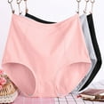 thumbnail image 3 of 3pc Women's Plus Size XL-6XL Solid Color High Waist Leak Proof Short Underwear Shorts Women's Underwear Period Panties Pinky 5XL, 3 of 8