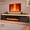 Black 70"+ 40"Fireplace, variant on 70" LED TV Stand with 40" Fireplace for Modern Living Room, Glossy Fireplace TV Stand Gaming Entertainment Center with Power Outlet for 85/80/75 Inch TVs