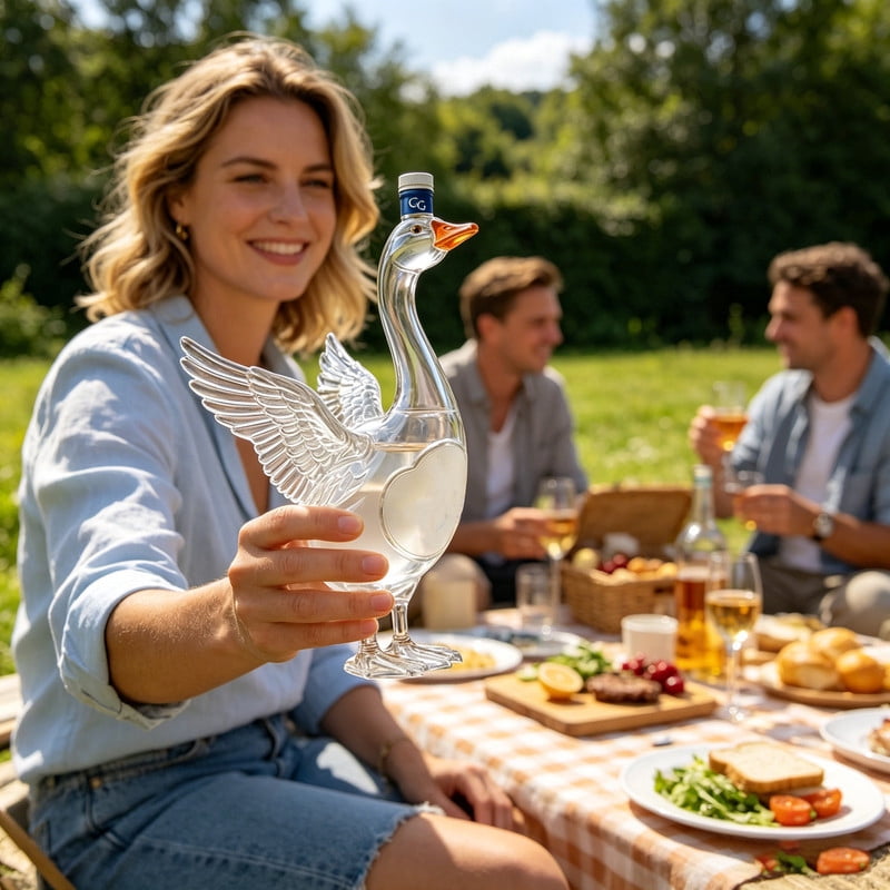 Grey Goose 30th Anniversary 3D Sculpted Decanter, 350ml Frosted Goose Glass Liquor Bottle, Decorative Home Bar Ornament for Collectors & Gifting