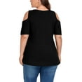 thumbnail image 7 of Cueply Plus Size Tops for Women Summer Short Sleeve Shirts Cold Shoulder Blouse Crewneck Tunic 1X-4X, 7 of 7