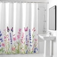 thumbnail image 4 of Pink Purple Flowers Fabric Shower Curtain Spring Butterflies Washable Shower Curtains for Bathroom, Waterproof Bath Curtain with Hooks Home Decor 72x84in, 4 of 8