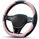 thumbnail image 1 of Funda deportiva para volante de coche en forma de D, de microfibra transpirable y piel sintética, antideslizante y protectora para el tipo D, 38 cm (15") de diámetro (rosa), 1 of 5