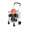 thumbnail image 1 of Costway Folding Shopping Cart Jumbo Basket Rolling Utility Trolley Adjustable Handle New, 1 of 10