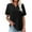 Black, variant on Womens T Shirts Loose Fit Solid Color V Neck Embroidered Embossed Short Sleeve T Shirts Plus Size Shirts Curvy Women Black L