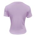 thumbnail image 4 of YVNAURA Womens Y2K Style Crew Neck Short Sleeve Crop Top Slim Fit Basic T Shirt Summer Cute Tee Soft Stretchy Going Out Casual Daily Wear, Purple,L, 4 of 5