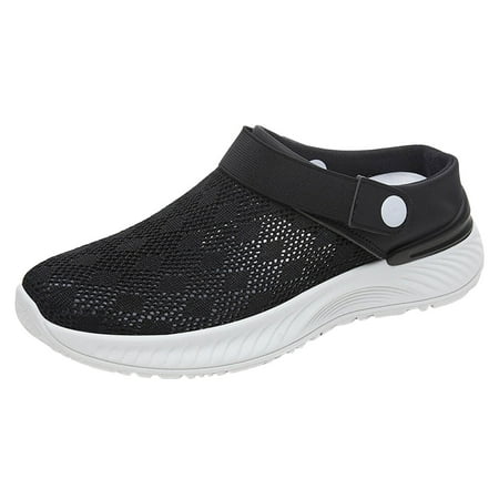 

QYZEU Women Shoes Casual Summer Shoes Women Summer Breathable Slippers Half Slippers for Women Lazy Soft Soled Slip On Casual Supportive Shoes Black 39