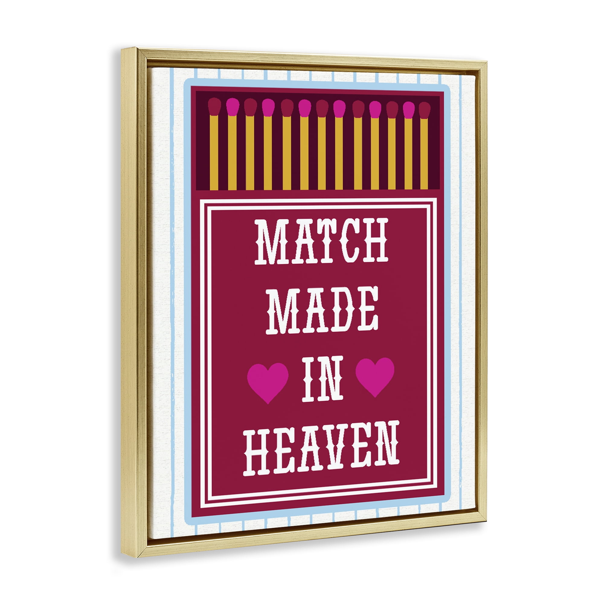Stupell Industries Vintage Match Made In Heaven Gold Framed Floater Canvas Wall Art, design by Lil' Rue