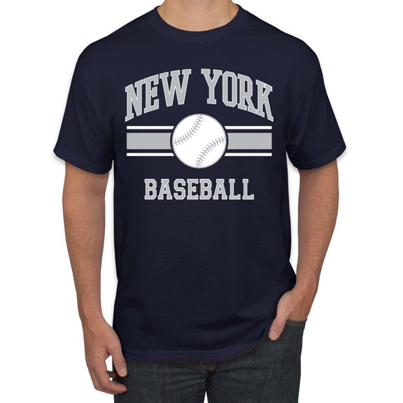 Wild Bobby City of New York NY Baseball Fantasy Fan Sports Men's T-Shirt, Navy, 4X-Large