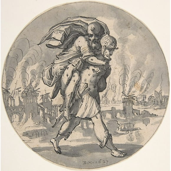 Aeneas Rescues his Father from Burning Troy Poster Print by Rudolf Meyer (Swiss, Zurich 1605 �1638 Zurich) (18 x 24)