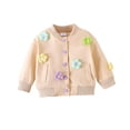thumbnail image 3 of Mercatoo Toddler Baby Girls 3D Knit Flower Pattern Baseball Jacket Coat Warm Cotton Outerwear Daily Casual Cute Cardigan, 3 of 3