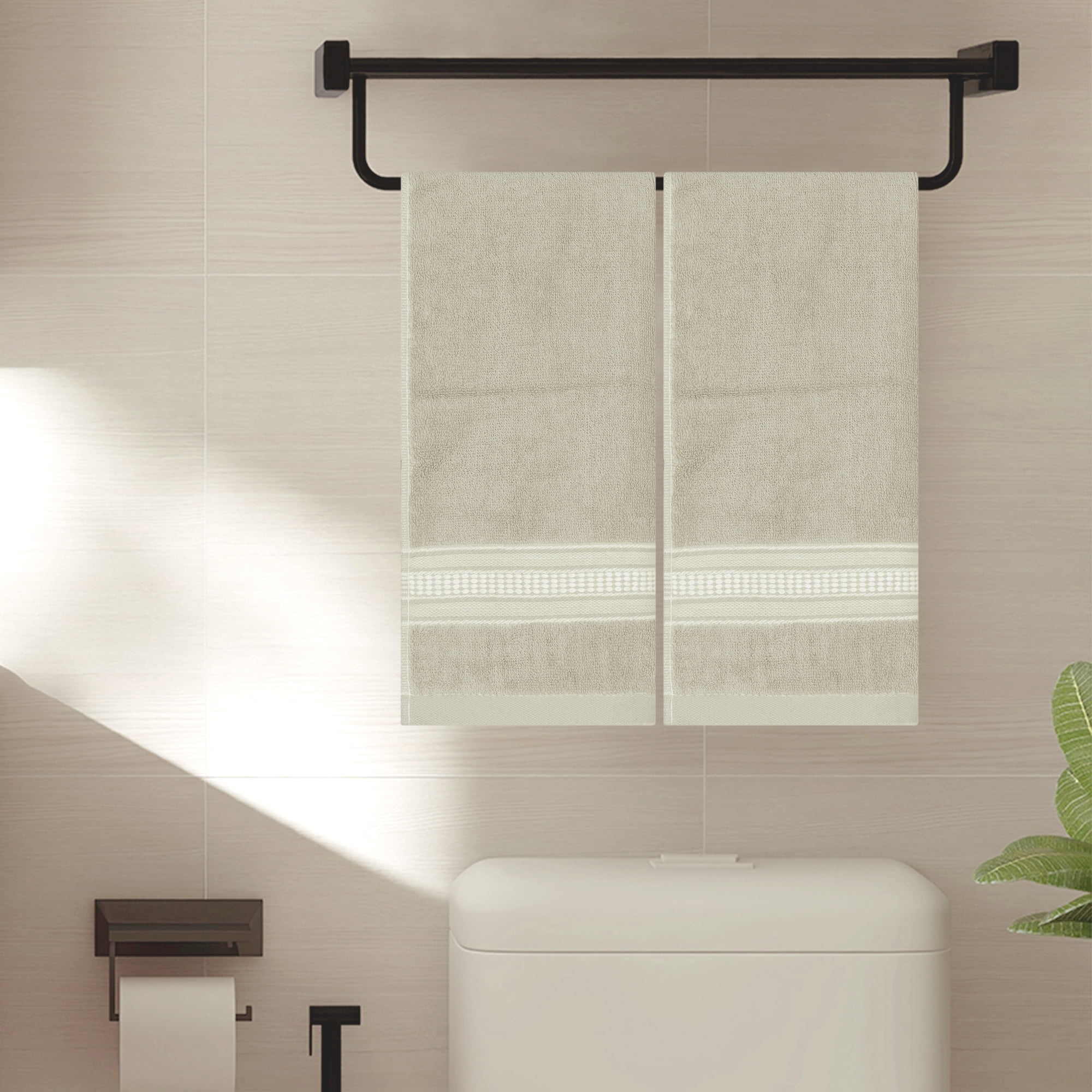 Unique Bargains Plaid Pattern Hand Towels Comfort and Quick Drying Towel for Bathroom Blue 14" x 30" Light Brown/Light Gray 14" x 30"